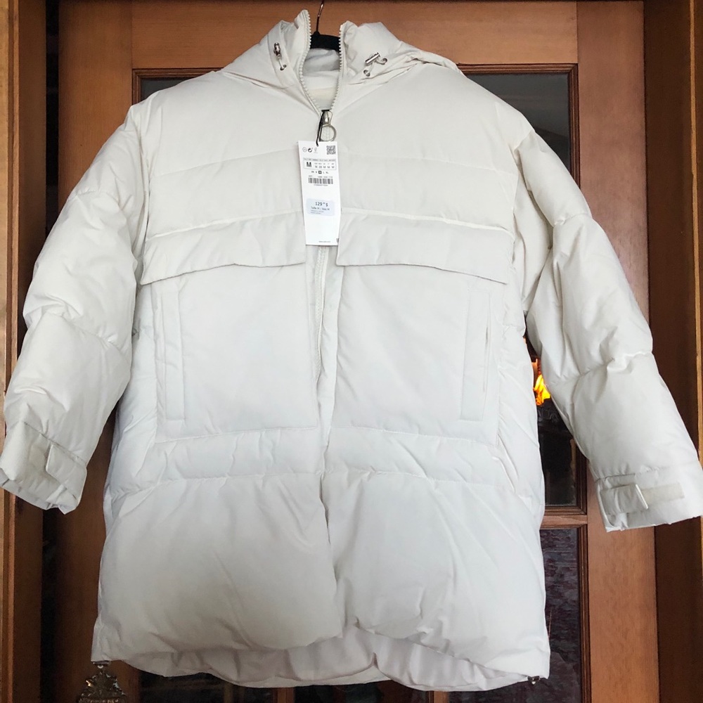 Zara Off-White Winter Puffer Coat